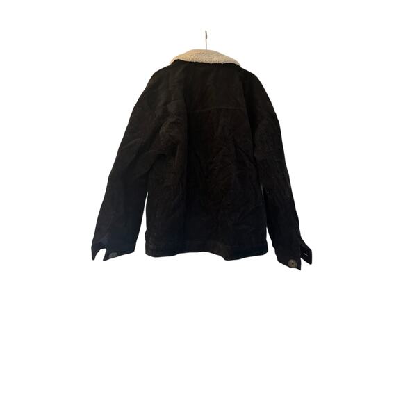 Black Denim & Co Corduroy Sherpa Collar Jacket Womens Small 6 Cozy Vintage Style - Picture 2 of 6